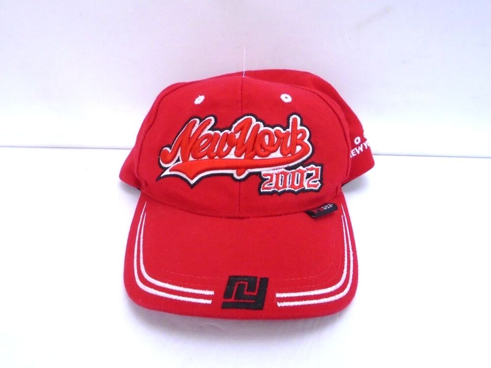 Vintage MEGA-USA New York 2002 Red Hat Adjustable Baseball Gangster Cap